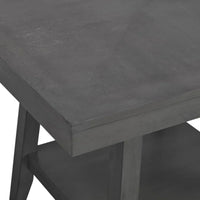 Picket Square Counter Table with Lazy Susan in Grey Wood, 48-Inch Wide