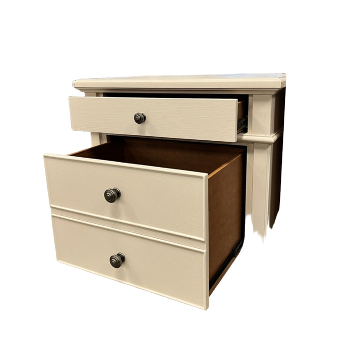 28-Inch White 2 Drawer Nightstand