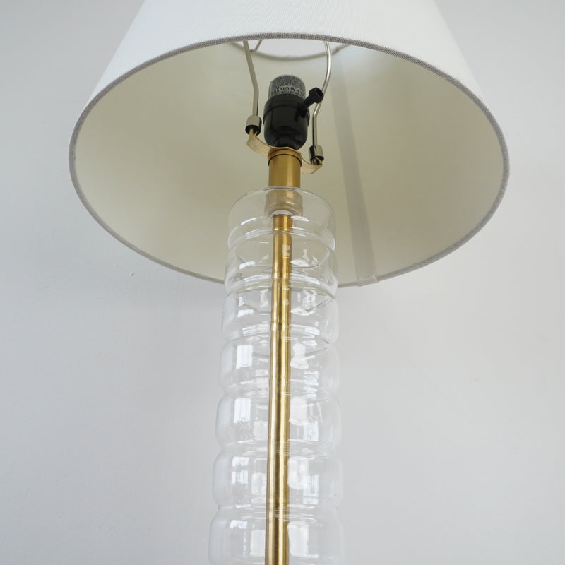 28-inch H Swedish Style Table Lamp in Crystal & Brass Base