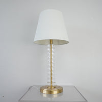 28-inch H Swedish Style Table Lamp in Crystal & Brass Base