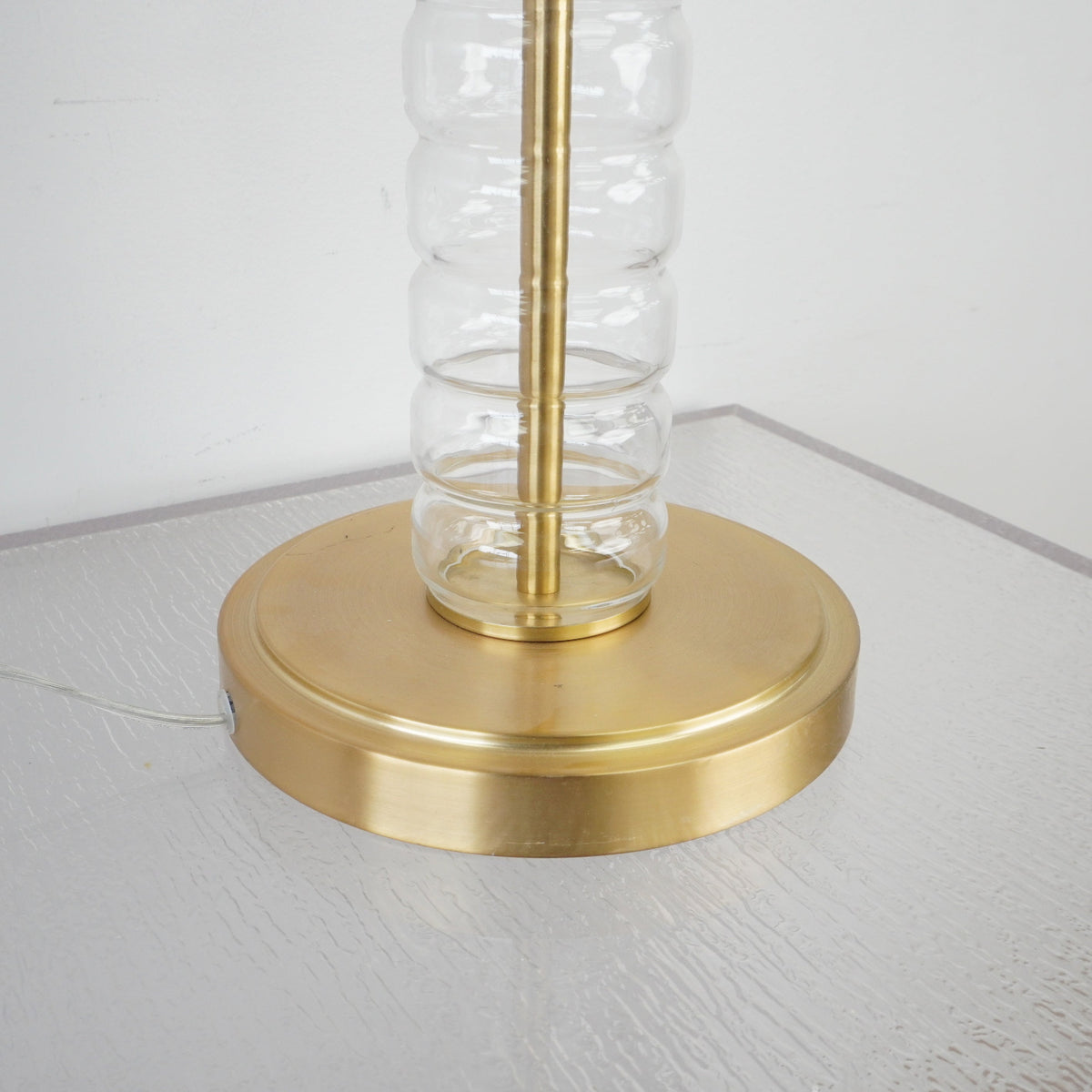 28-inch H Swedish Style Table Lamp in Crystal & Brass Base