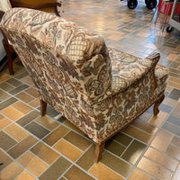 28-inch W Fabric Upholstered Lounge Chair in Brown Floral