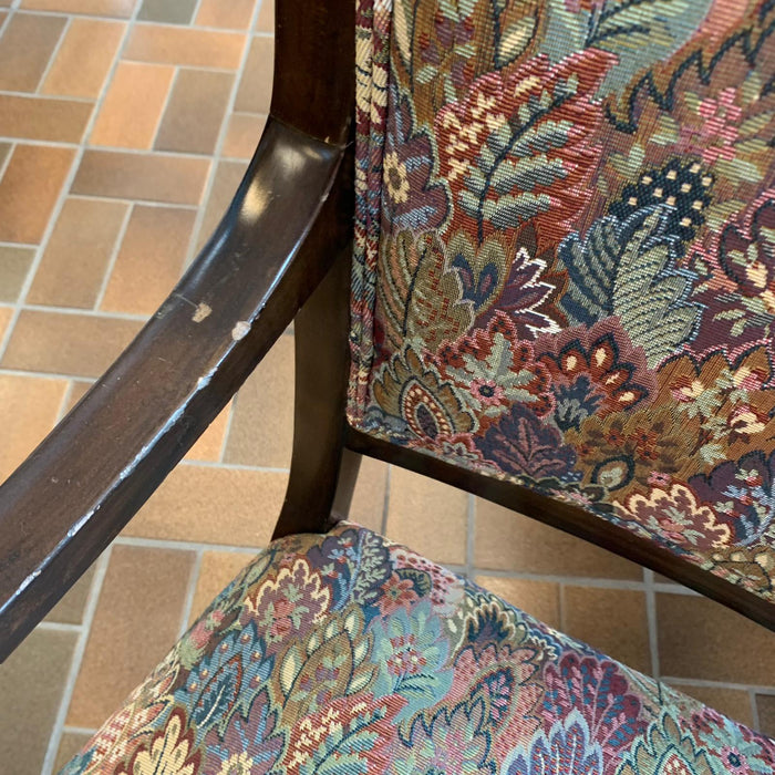 28-inch W Fabric Upholstered Lounge Chair in Brown Floral