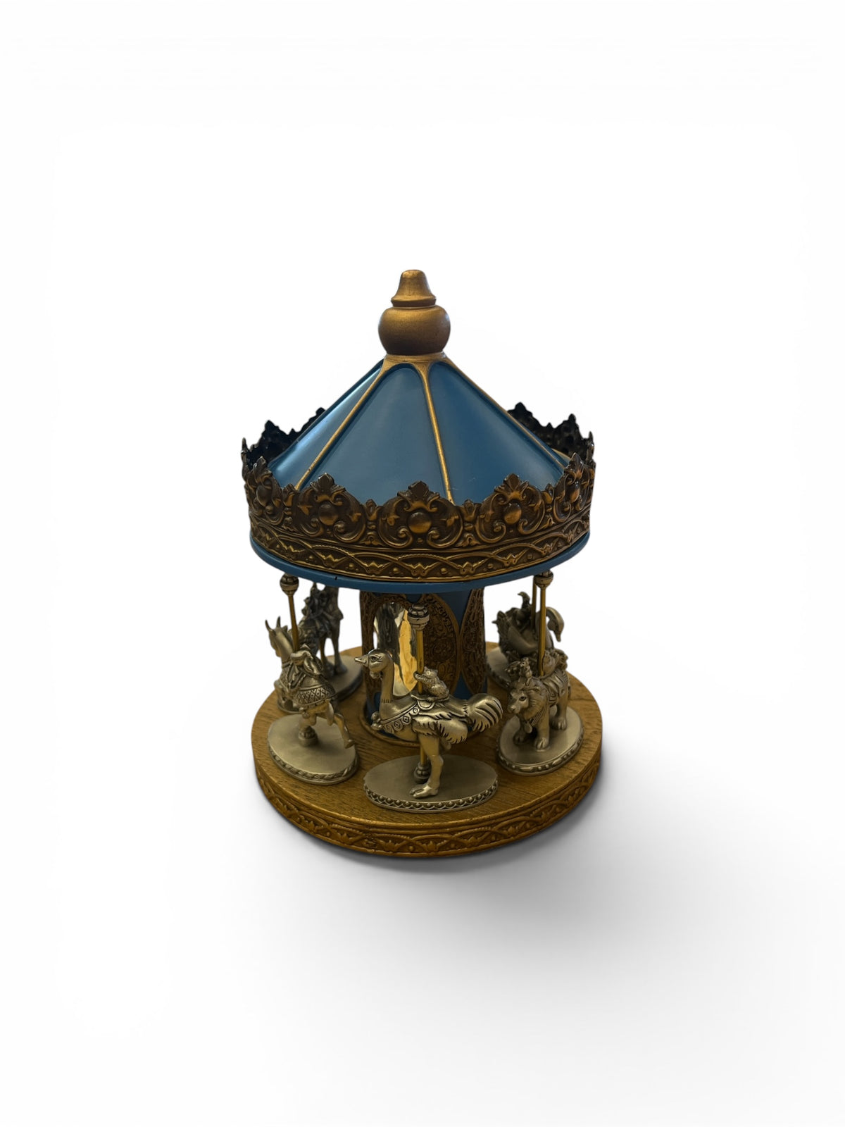 Hudson Pewter Blue Top Carousel Animal Decorative Set