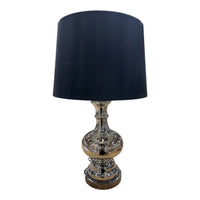 Modern Chrome Table Lamp w/ Black Graphite Drum Shade