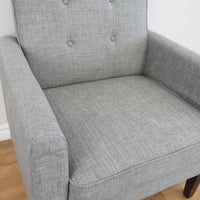 29-inch W Tufted Fabric Arm Chair in Light Grey