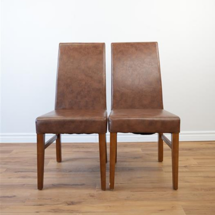 Antique Brown Faux Leather Dining Chair, Set of 2