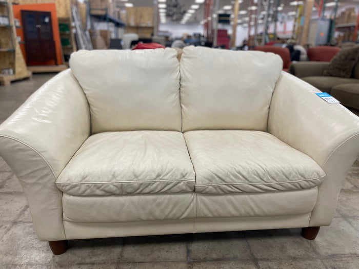 Cream Coloured Leather Love Seat