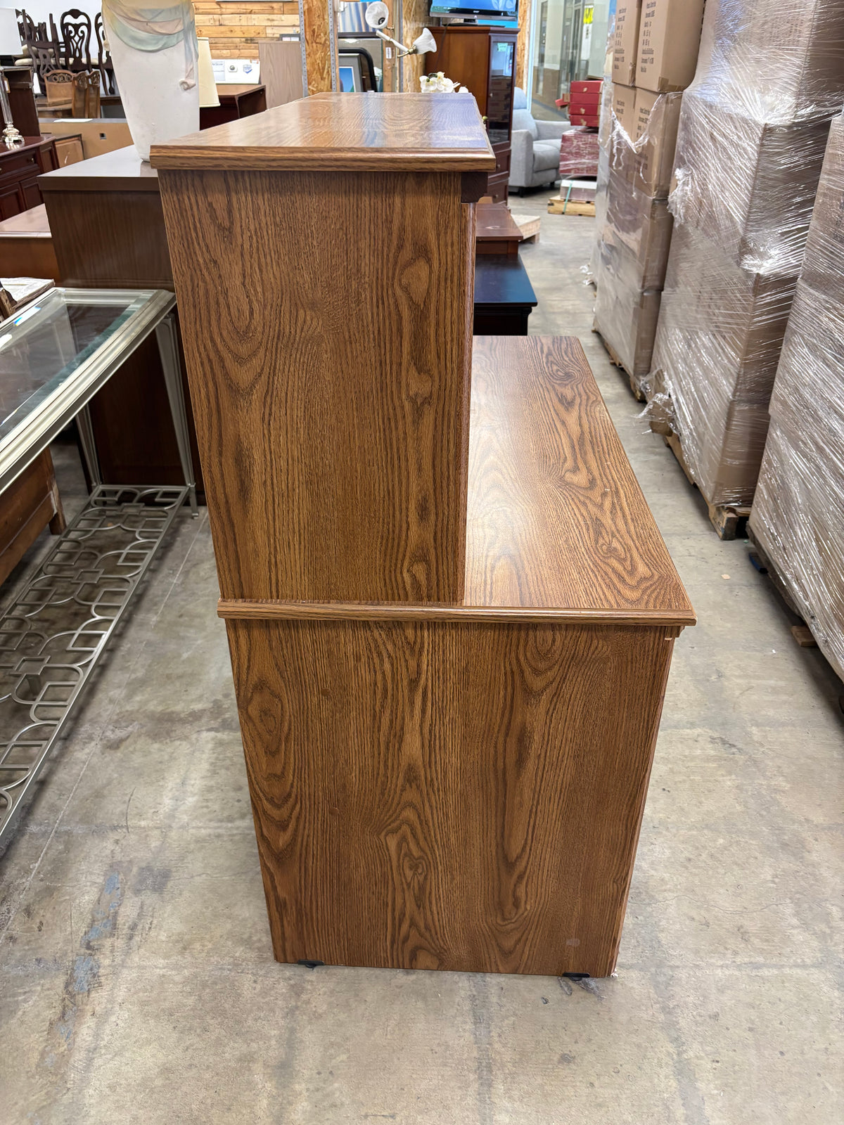 Wooden Desk with Built-In Hutch