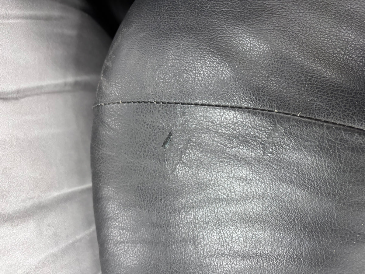 Black Leather 3-Seater Sofa