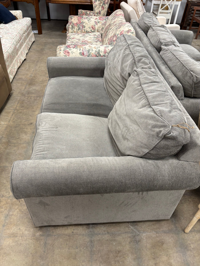 Grey Plush Loveseat Sofa