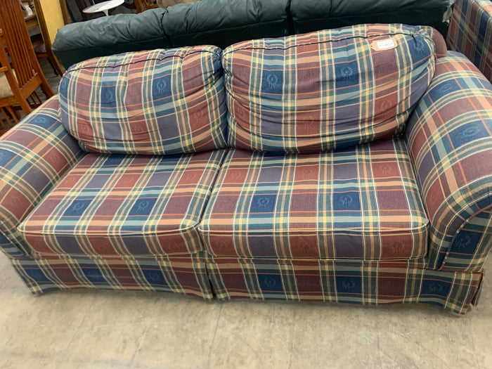 Loveseat With Tartan Pattern