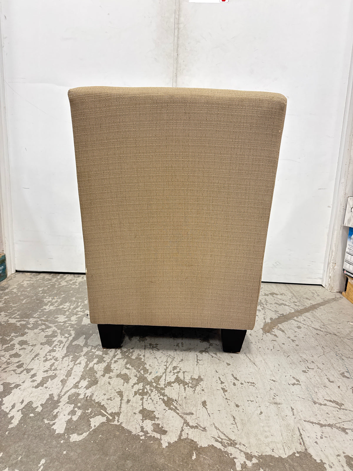 23 In. Wide Armless Accent Chair With A Curved Back And Upholstered Block-Like Profile