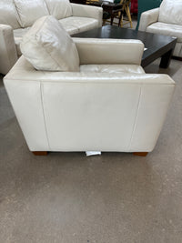35"W Off White Leather Armchair