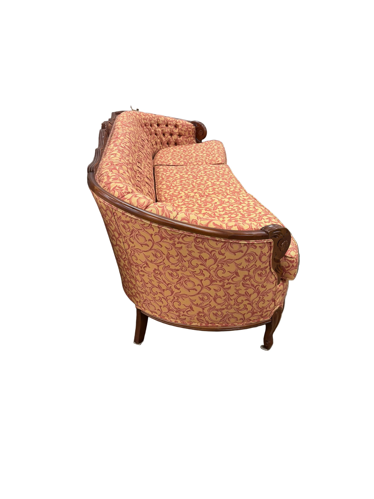French Victorian-Style Orange Sofa