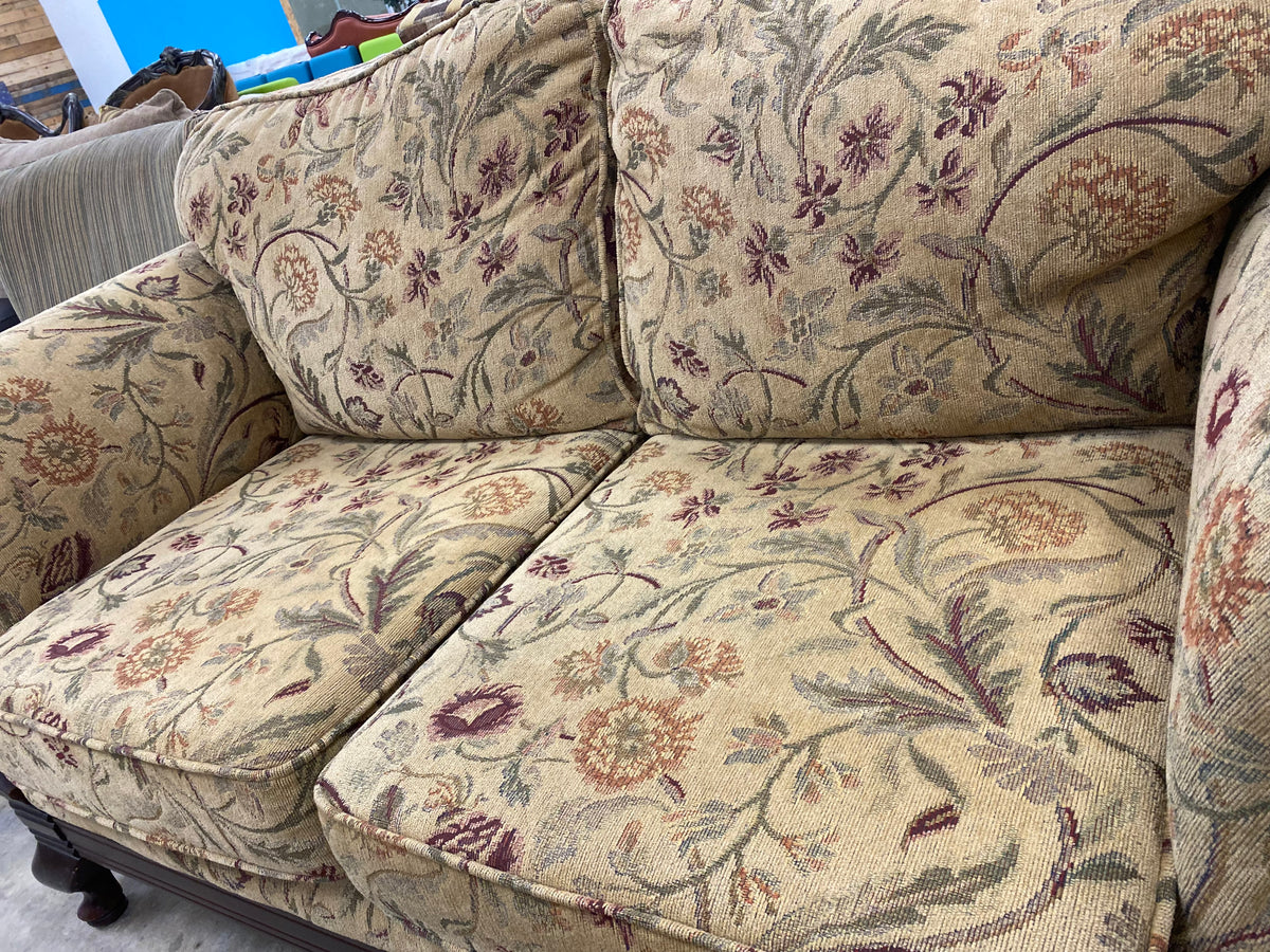 Tan Floral Loveseat