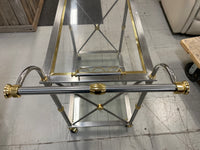 Brass-Glass-Chrome Serving Cart with Tray