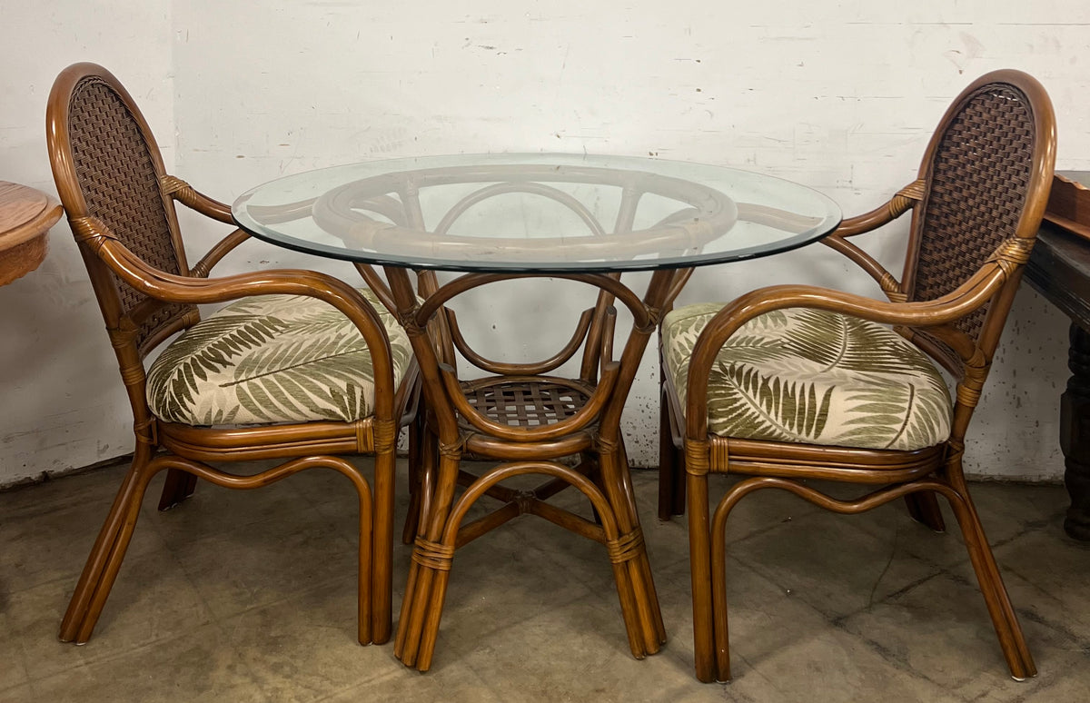 Wooden Brown Tropical Dining Set