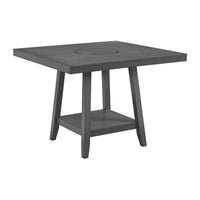 Picket Square Counter Table with Lazy Susan in Grey Wood, 48-Inch Wide