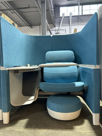 Blue Office Cubicles + foot stool