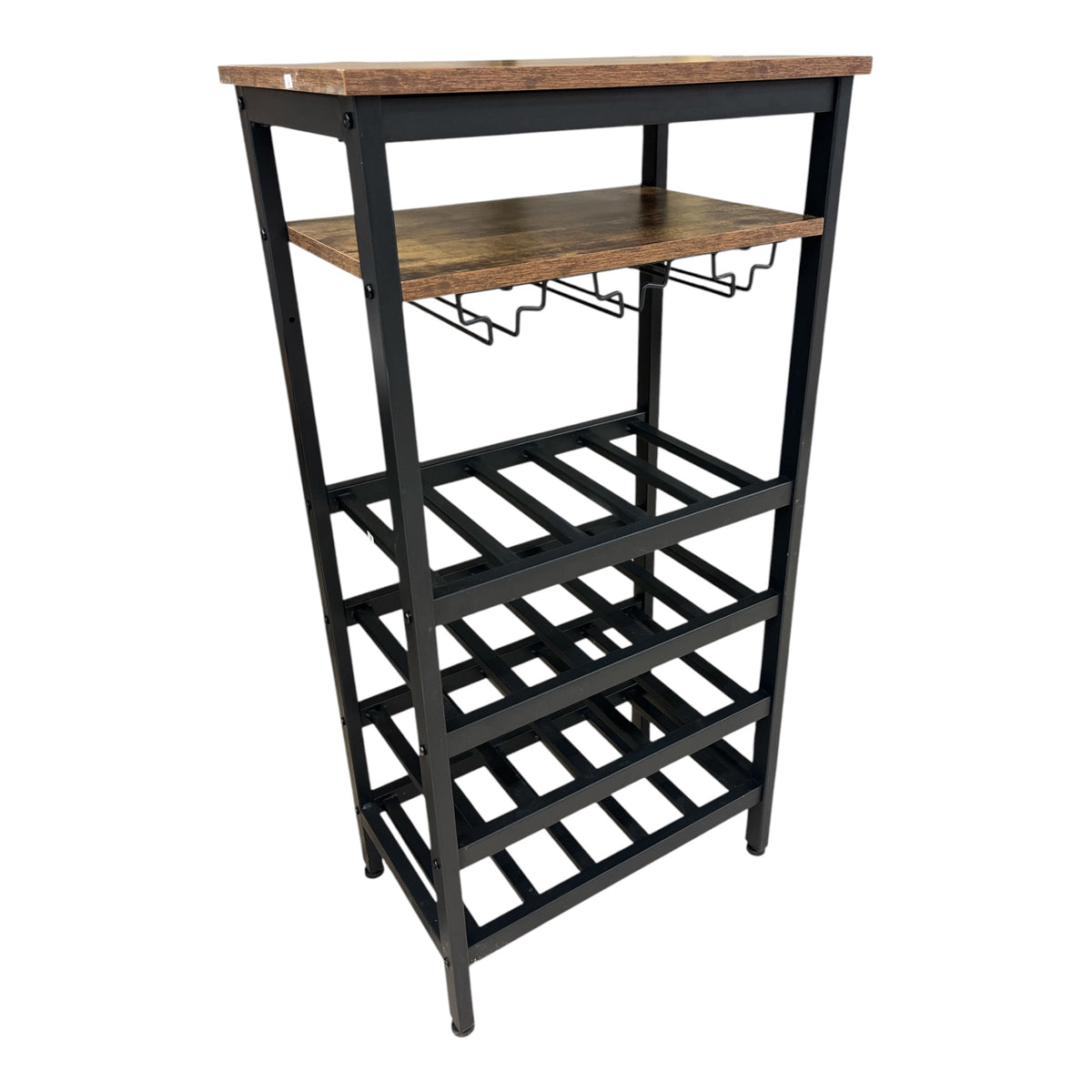 Black and Brown Wine Rack