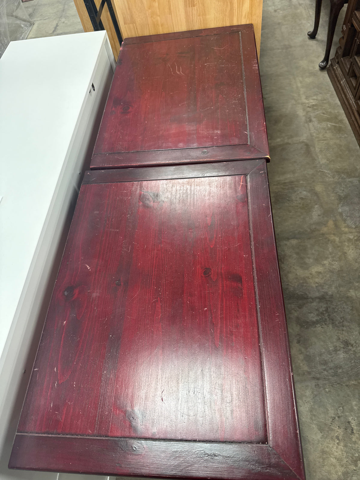 Burgundy Nightstand With 3 Drawers
