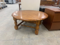 Honey Brown Round Wooden Coffee Table