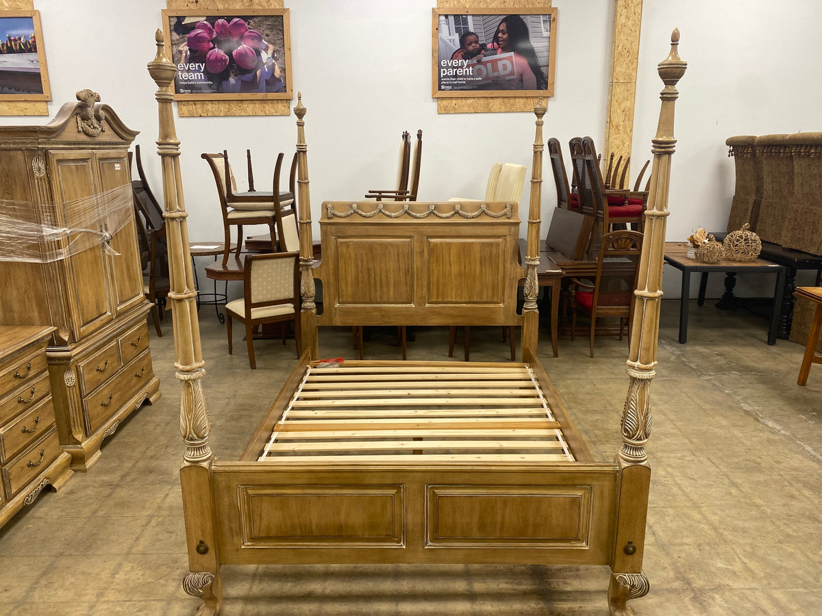 French Provincial Four Poster Queen Bed Frame
