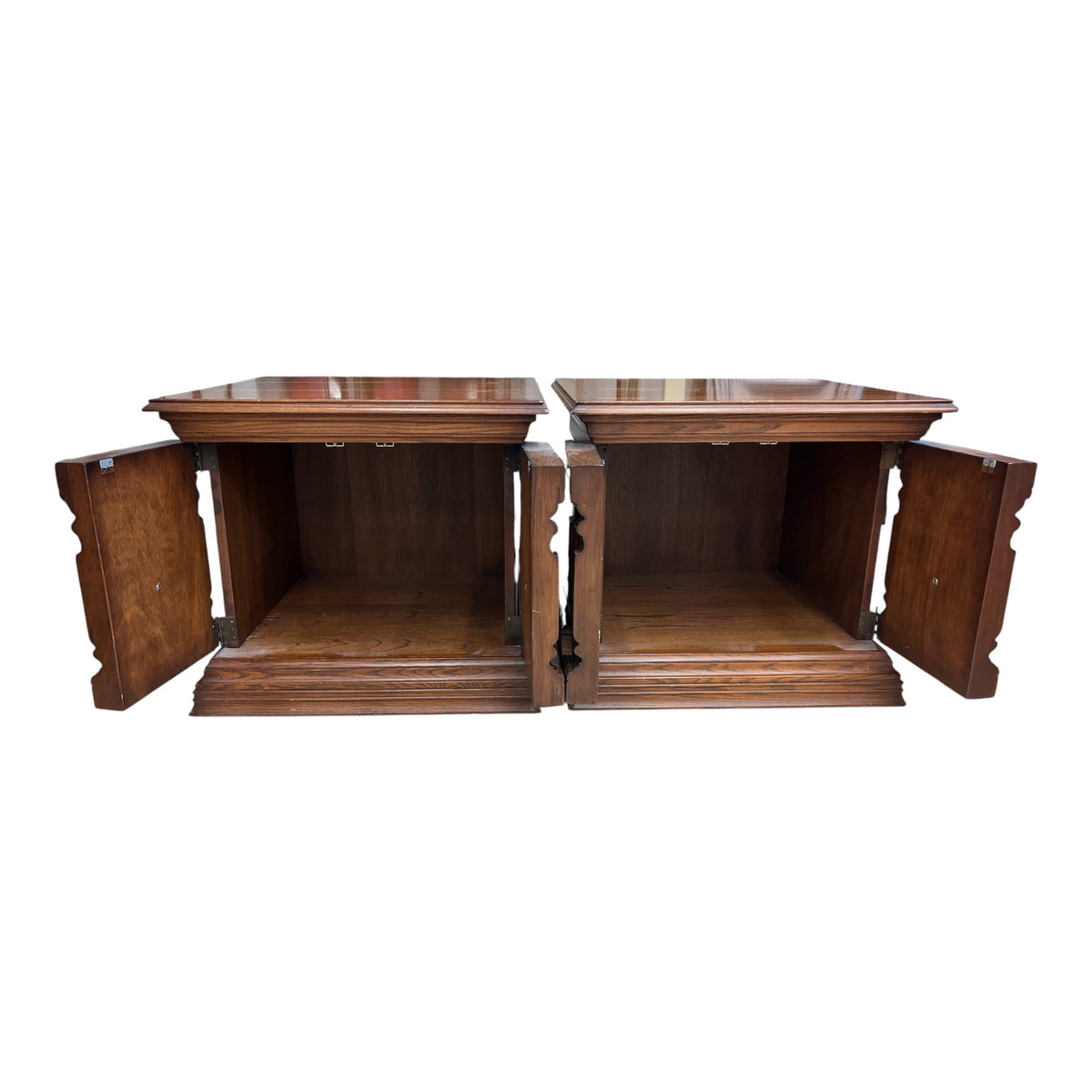 Vintage Carved Oak Nightstands (Set of 2)