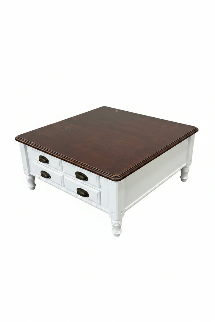 Large White and Dark Wood Coffee Table