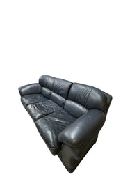 Navy Blue Faux Leather 3-Seater Sofa