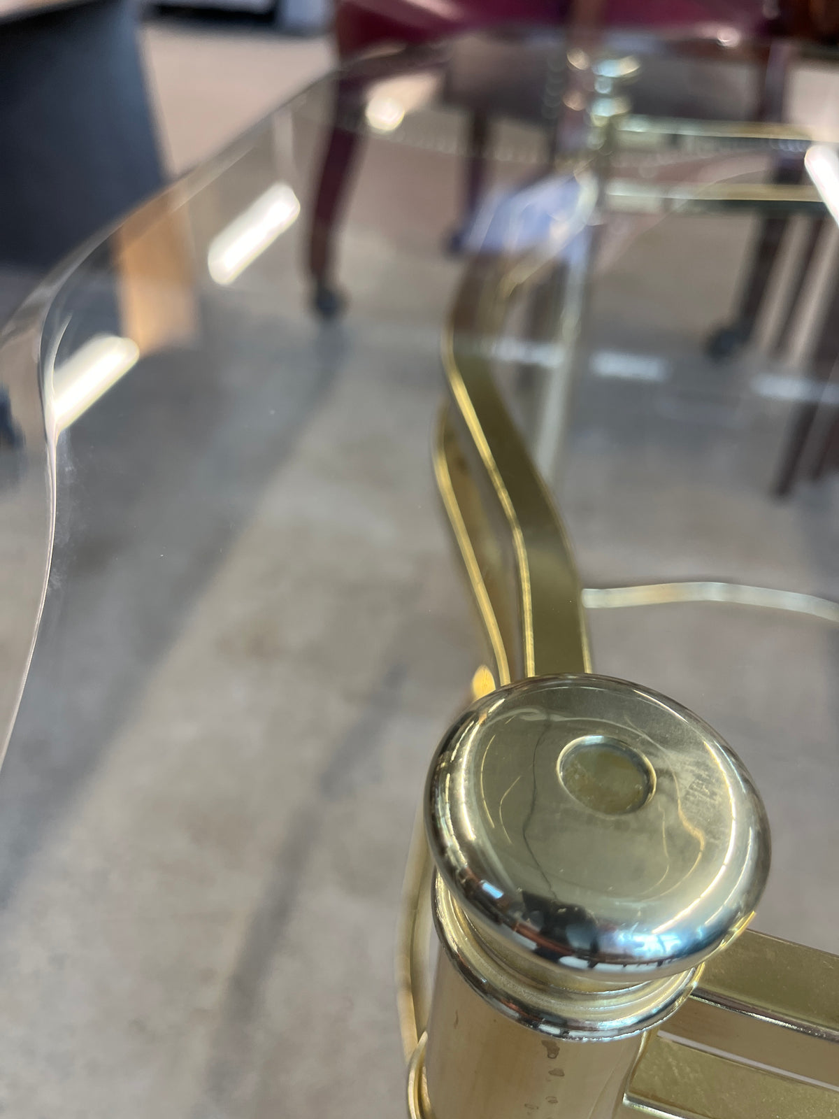 26"W Brass Accent Table with Glass Top