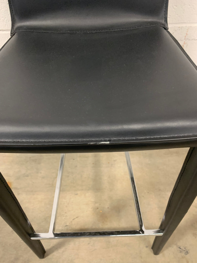 Black Faux Leather Bar Stool