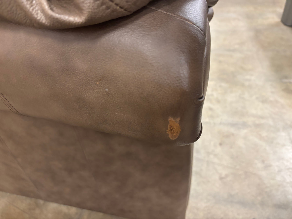 Beige Leather 3-Seater Sofa