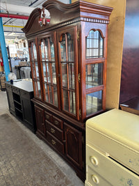 56”W Brown Two Piece China Cabinet