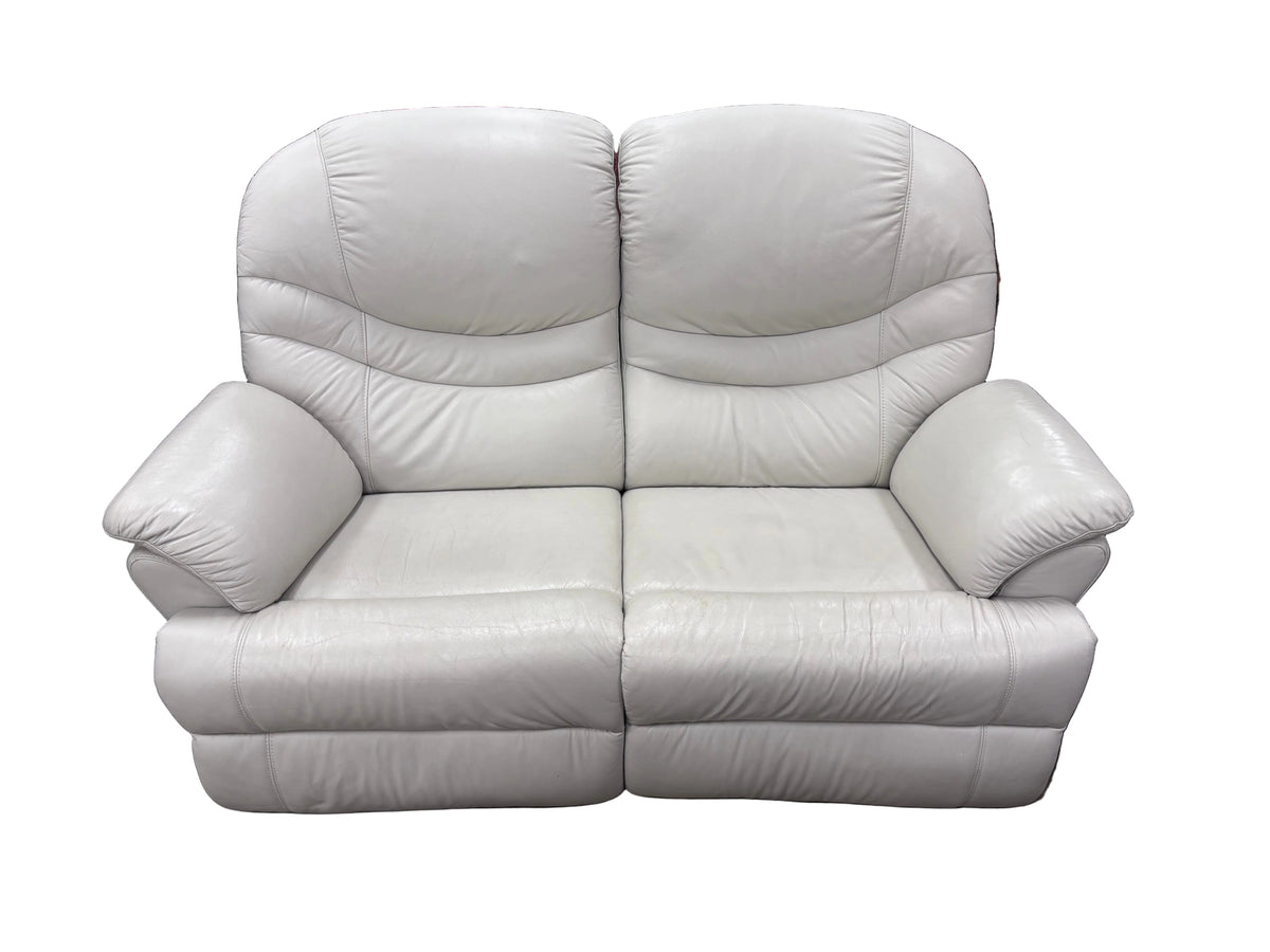 Light Grey Reclining Leather Loveseat