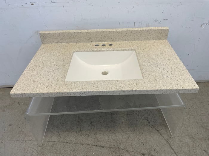 Beige and Dot Tone Vanity Top 37 in. W x 22 in. D