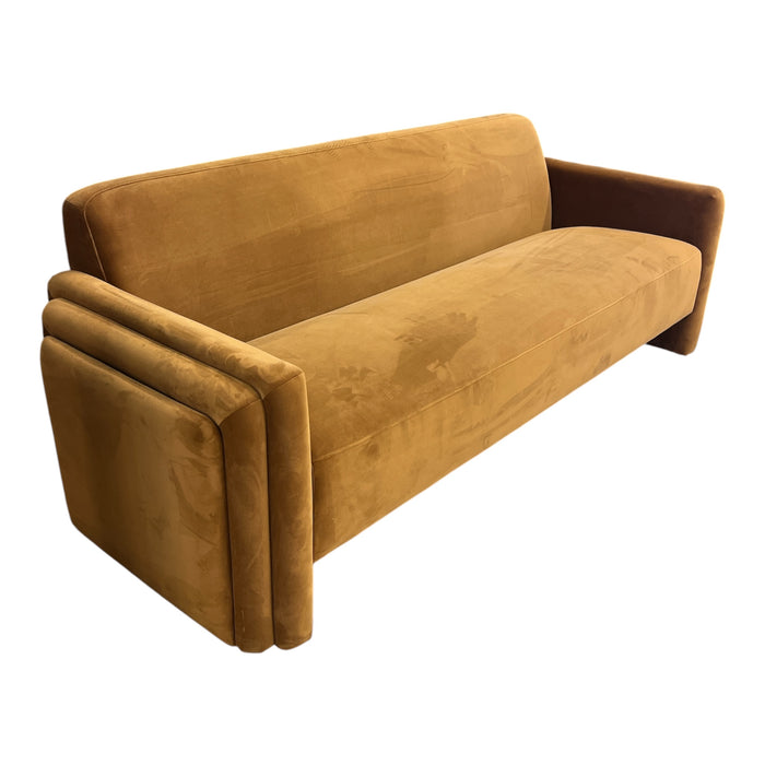 Contemporary Burnt Umber Upholstered Loveseat Sofa