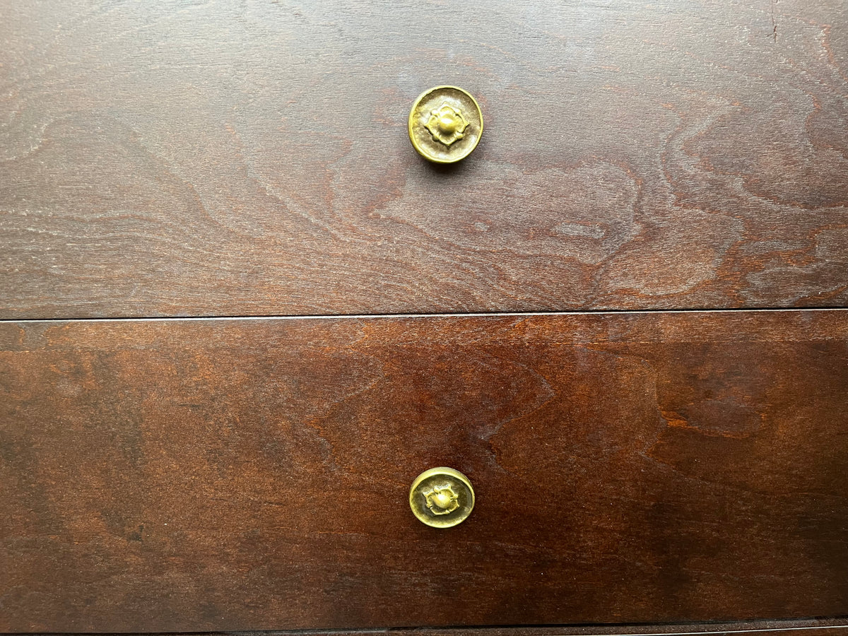 Dark Cherry 6 Drawer Dresser with Brass Hardware