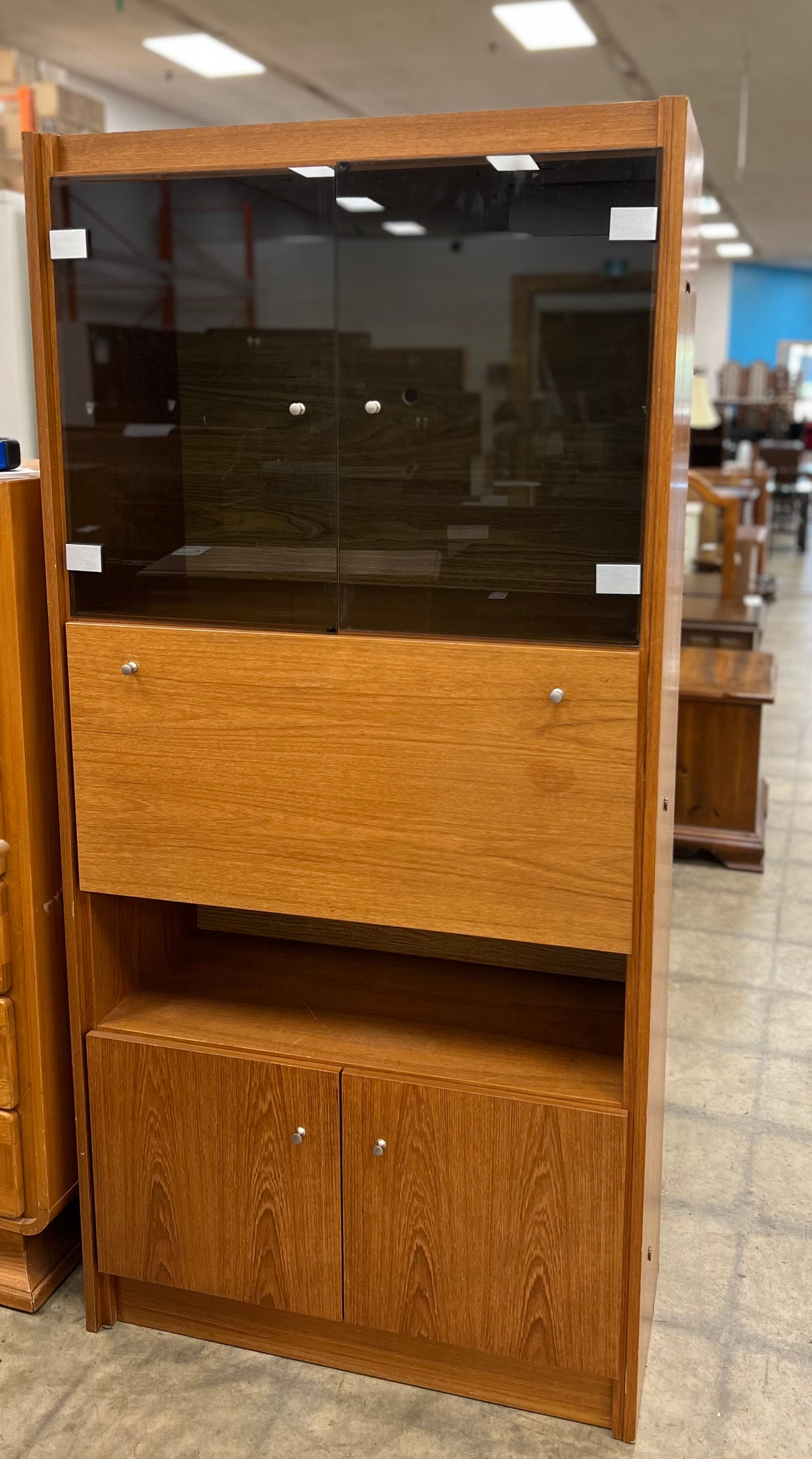 Wood Cabinet with 2 Glass Drawers