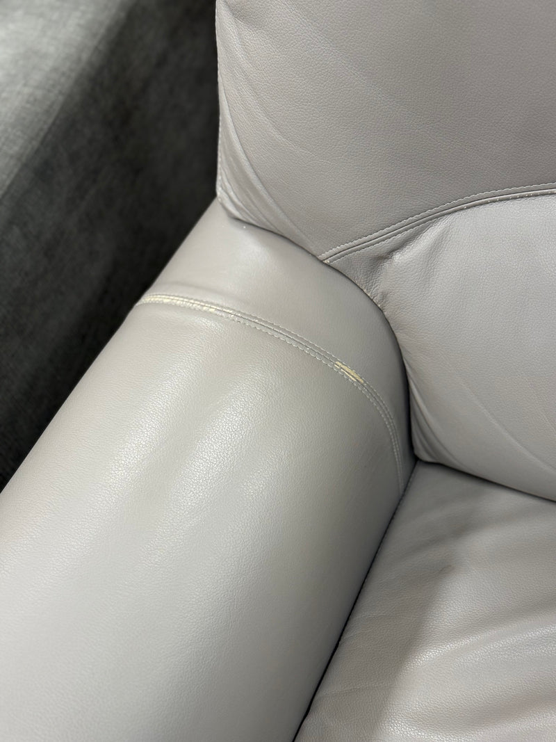 Light Grey 3-Seater Leather Sofa