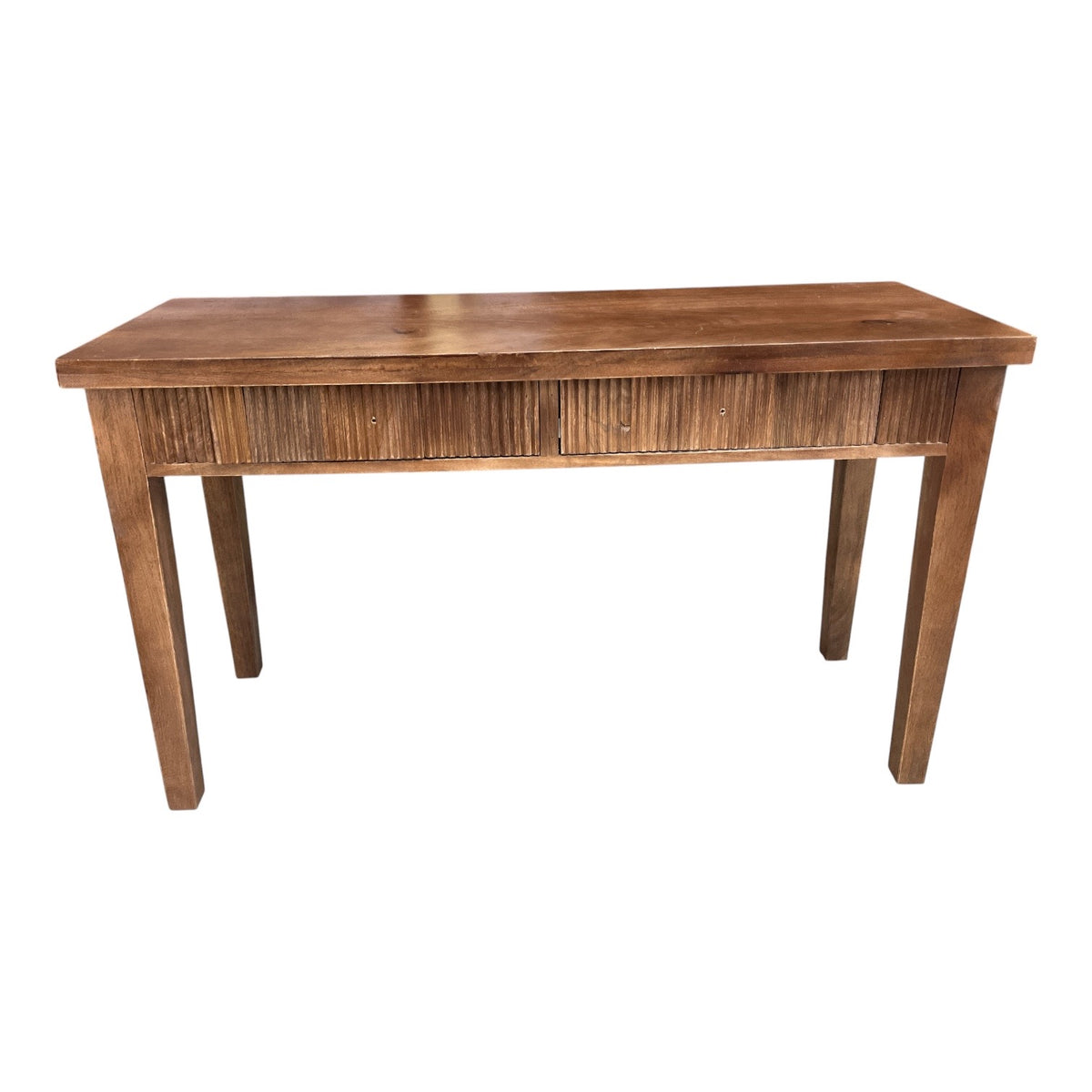 Contemporary Wood Console Table w/ Fluted Dual Drawers