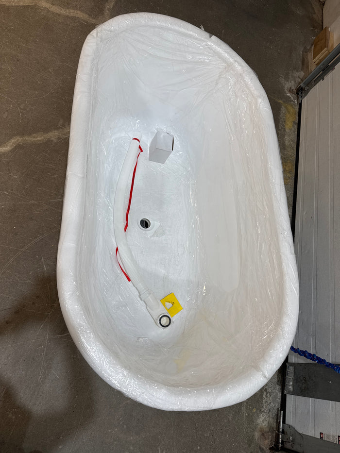 54 In. Wide White Acrylic Freestanding Soaking Bathtub