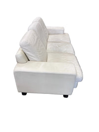 Off White Leather 3-Seater Sofa