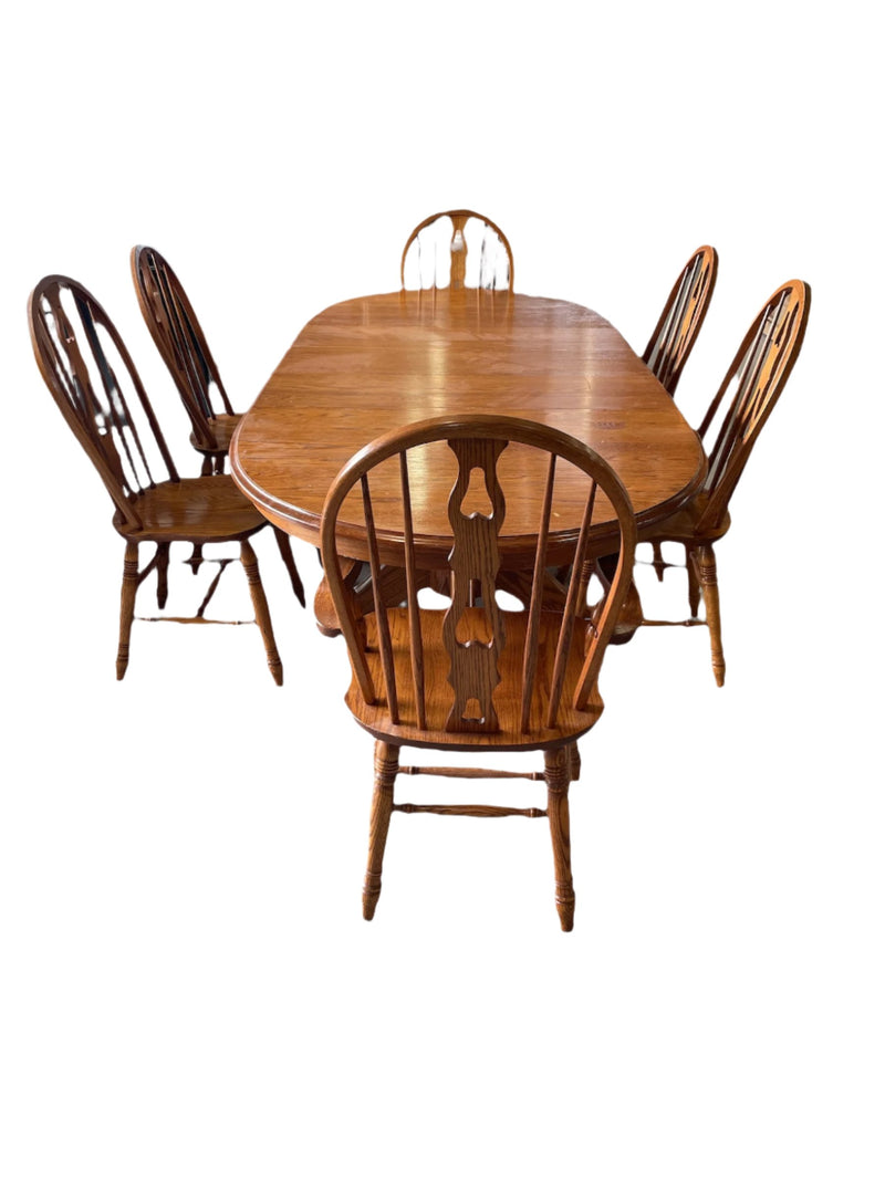 Solid Wood Dining Table Set with 6 Chairs