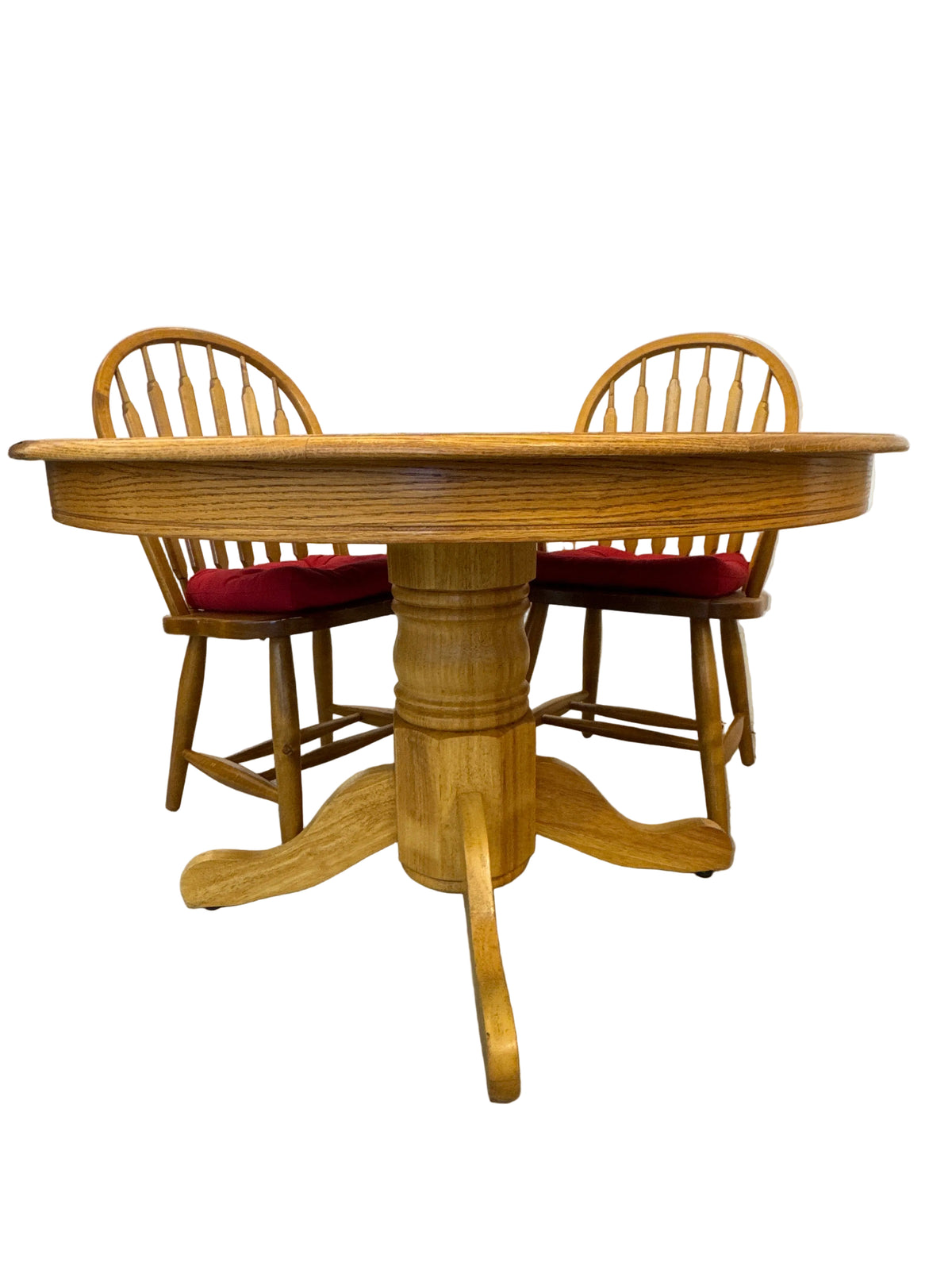 Extendable vintage solid oak round dining table