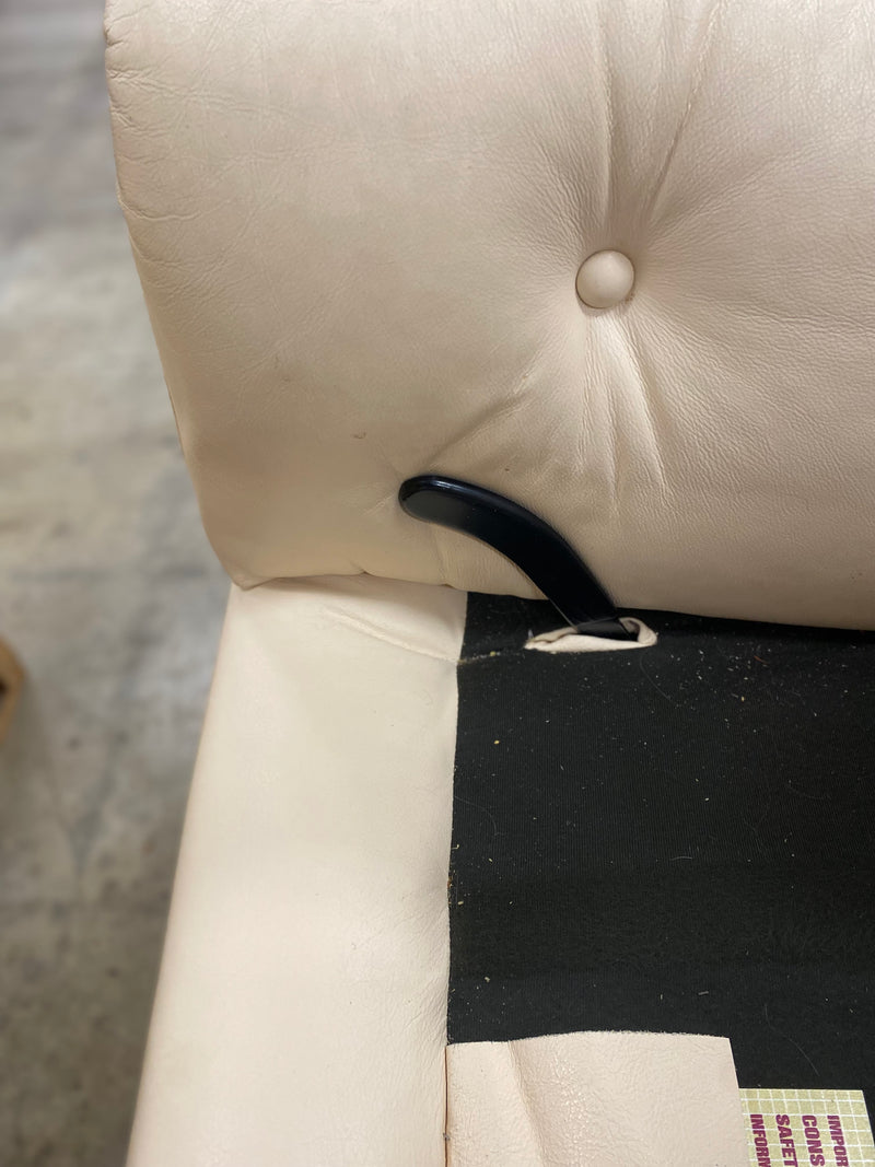 Cream Leather Recliner With Ottoman