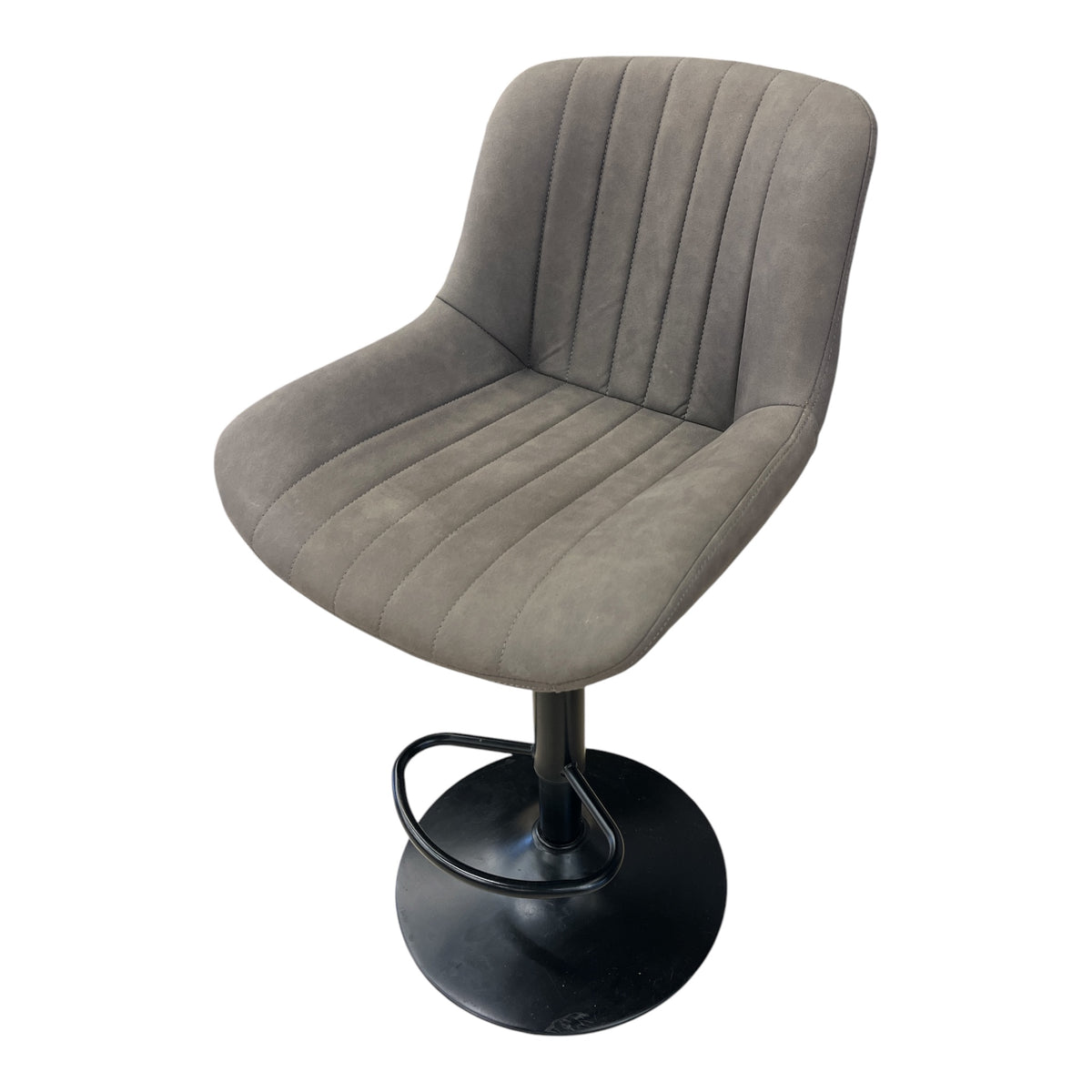 Adjustable Grey Upholstered Barstools (Set of 2)