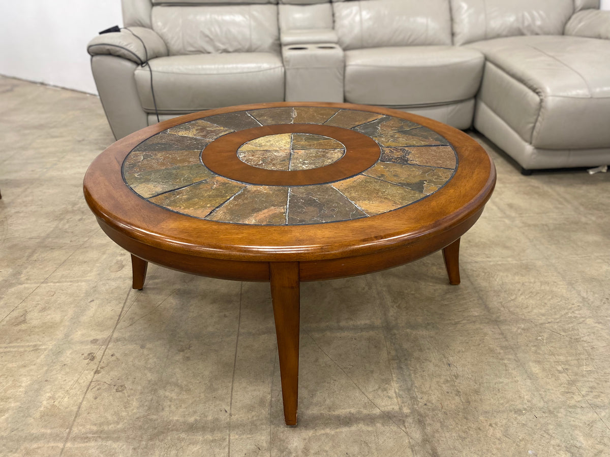 Round Stone Top Coffee Table
