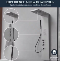 1-Jet Rainfall Shower Tower Shower Panel System with Rainfall Waterfall Shower Head [ Brushed Nickel ]